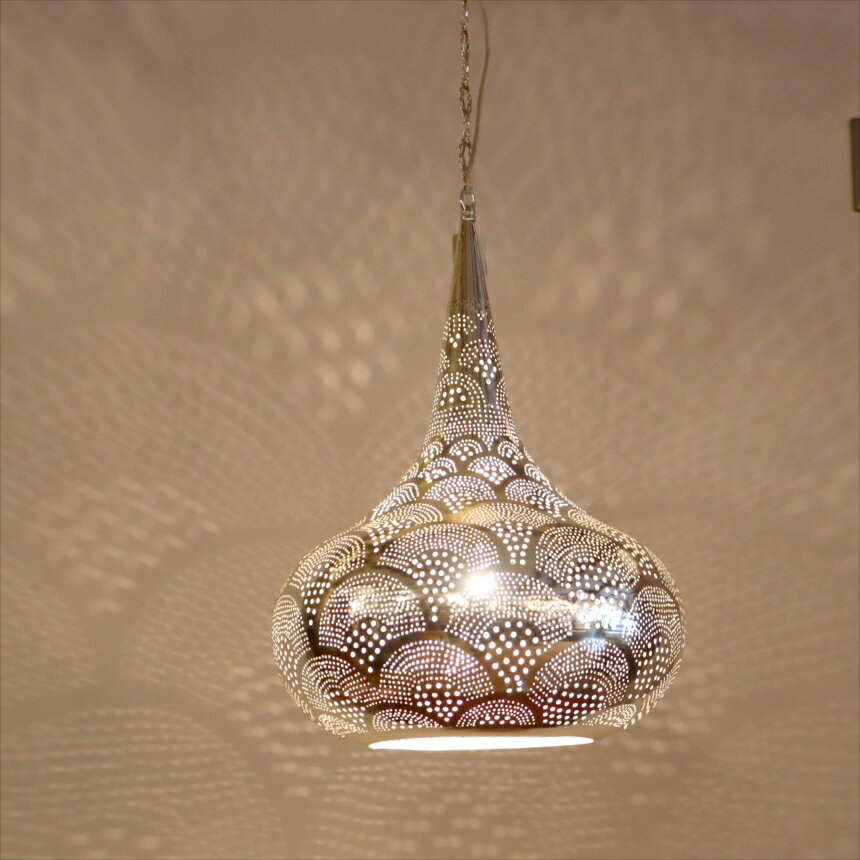 【10%OFFクーポン対象】モロッコランプ メタルシェード ペンダントランプパゴダ形/Pagoda レインボウ Moroccan Metal shade Lamps