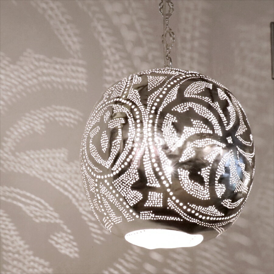 Rakuten - 【10%OFFクーポン対象】メタルシェード モロッコランプ　Moroccan Metal shade Lamps　ペンダントランプ ラウンド形 φ27cm　エジプト製