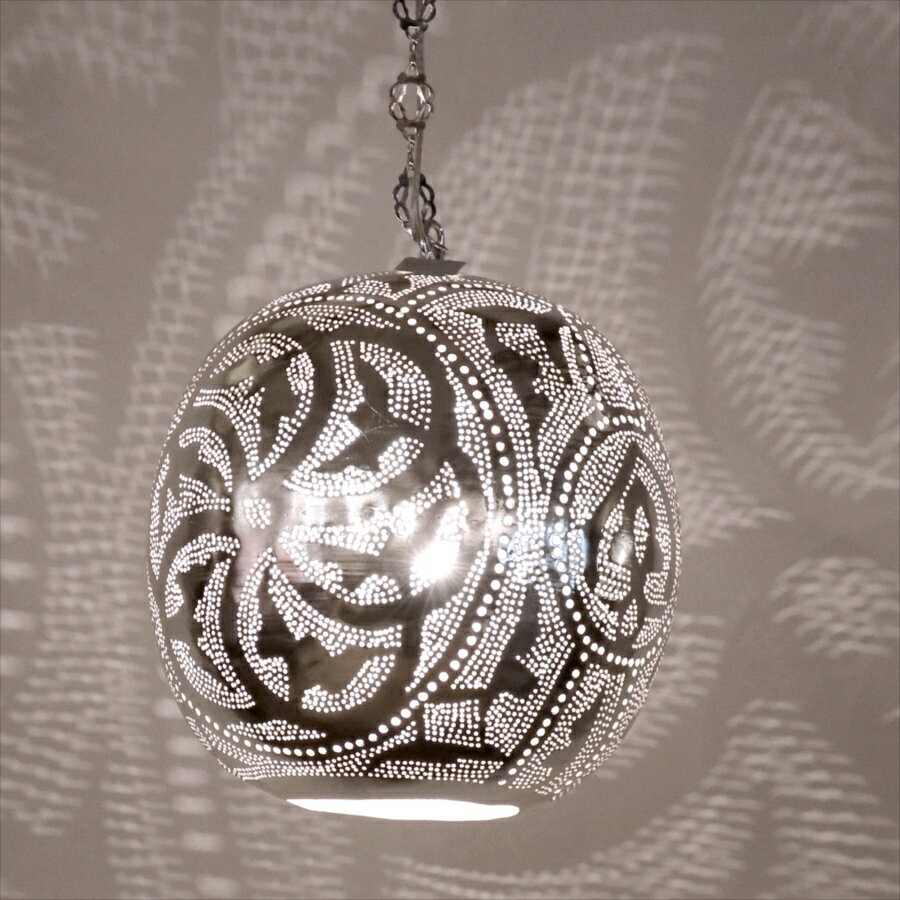 Rakuten - 【10%OFFクーポン対象】メタルシェード モロッコランプ　Moroccan Metal shade Lamps　ペンダントランプ ラウンド形 φ27cm　エジプト製