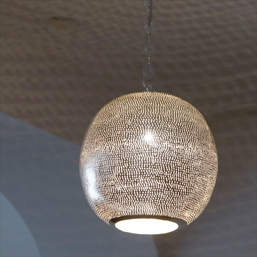 Rakuten - 【10%OFFクーポン対象】モロッコランプ/Moroccan Metal shade Lamps メタルシェード　ペンダントランプラウンド　ドット φ27cm　エジプト製