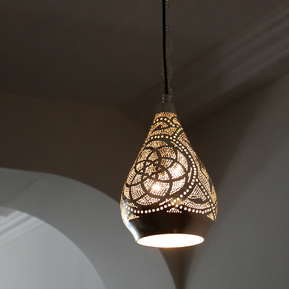 Rakuten - メタルシェード モロッコランプ　Moroccan Metal shade Lamps　ペンダントランプ ドロップ形　フラワー　φ15cm　エジプト製