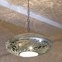 モロッコランプ/メタルシェード・ペンダントランプ 直径44cm Moroccan Metal shade Lamps UFO エジプト製/ロータス E17 25W 白熱球付き