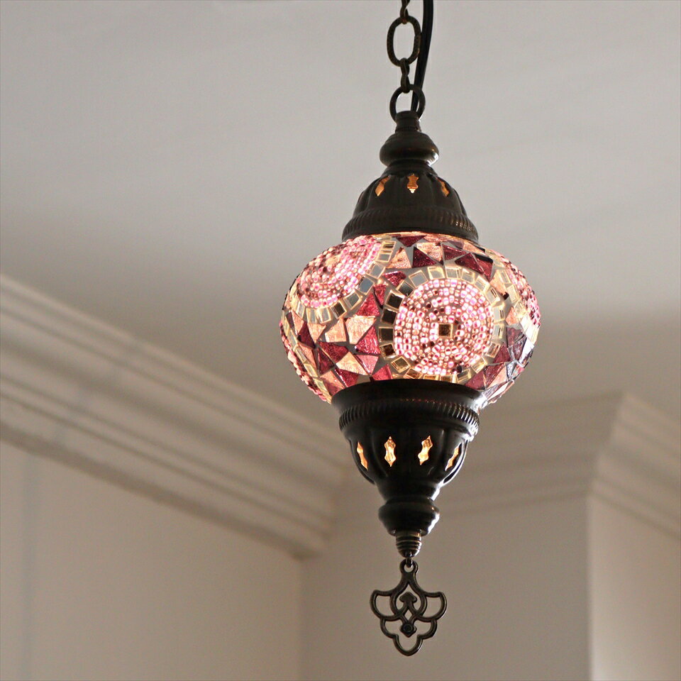 Vaulted Ceiling - モザイクランプ トルコランプ 直径13cm 全高67cm パープル ペンダントランプ