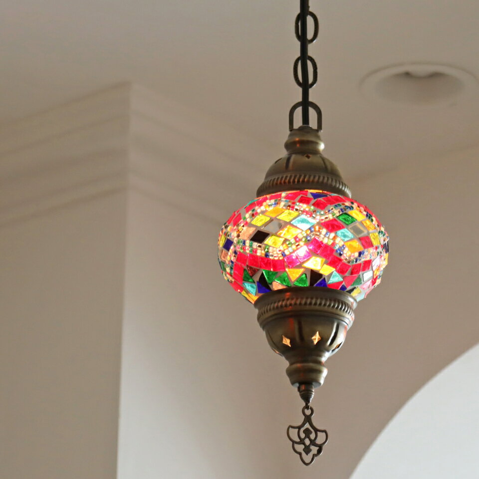 【10%OFFクーポン対象品】モザイクランプ トルコランプ 直径13cm 全高66cm カラフル E17 ペンダントランプ