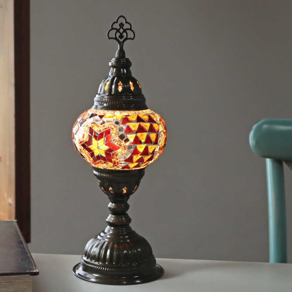 Orchid Lamps - 【10%OFFクーポン対象】トルコランプ モザイクテーブルランプ 直径13cm 全高36cm アンバー