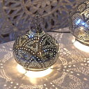 モロッコ メタルシェード・テーブルランプ/Moroccan Metal shade Lamps直径20cm/Sogan シルバー色/ロータス