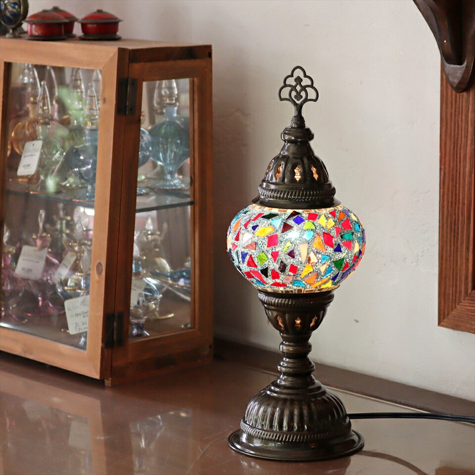 Orchid Lamps - トルコランプ モザイクテーブルランプ 直径13cm 全高36cm ブルー