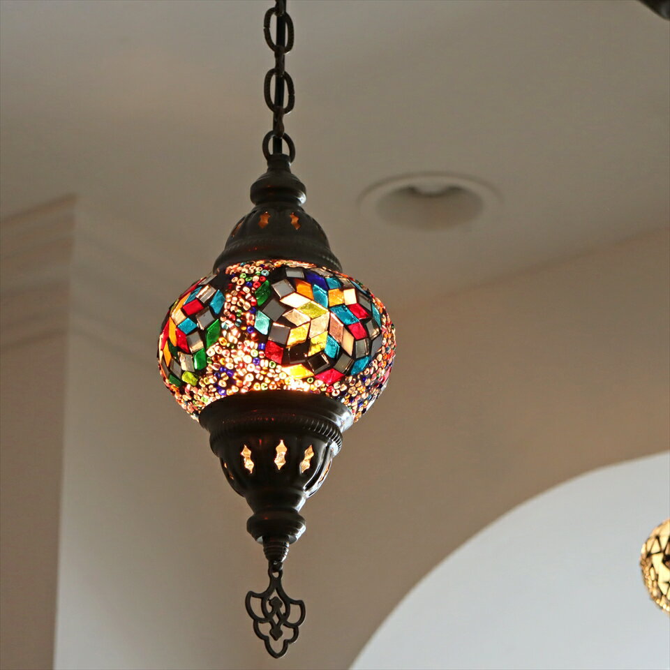トルコランプ モザイクランプ 直径13cm 全高67cm ミックスカラー ペンダントライト