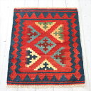 カシュカイ族の手織りキリム・シラーズ 66×50cm発色のよいカラフルモチーフ