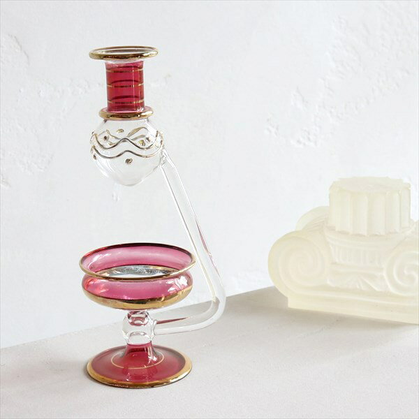 エジプトガラス香水瓶 Egyptian Purfume Bottle 19cm レッド/クリア OUTLET サービス品