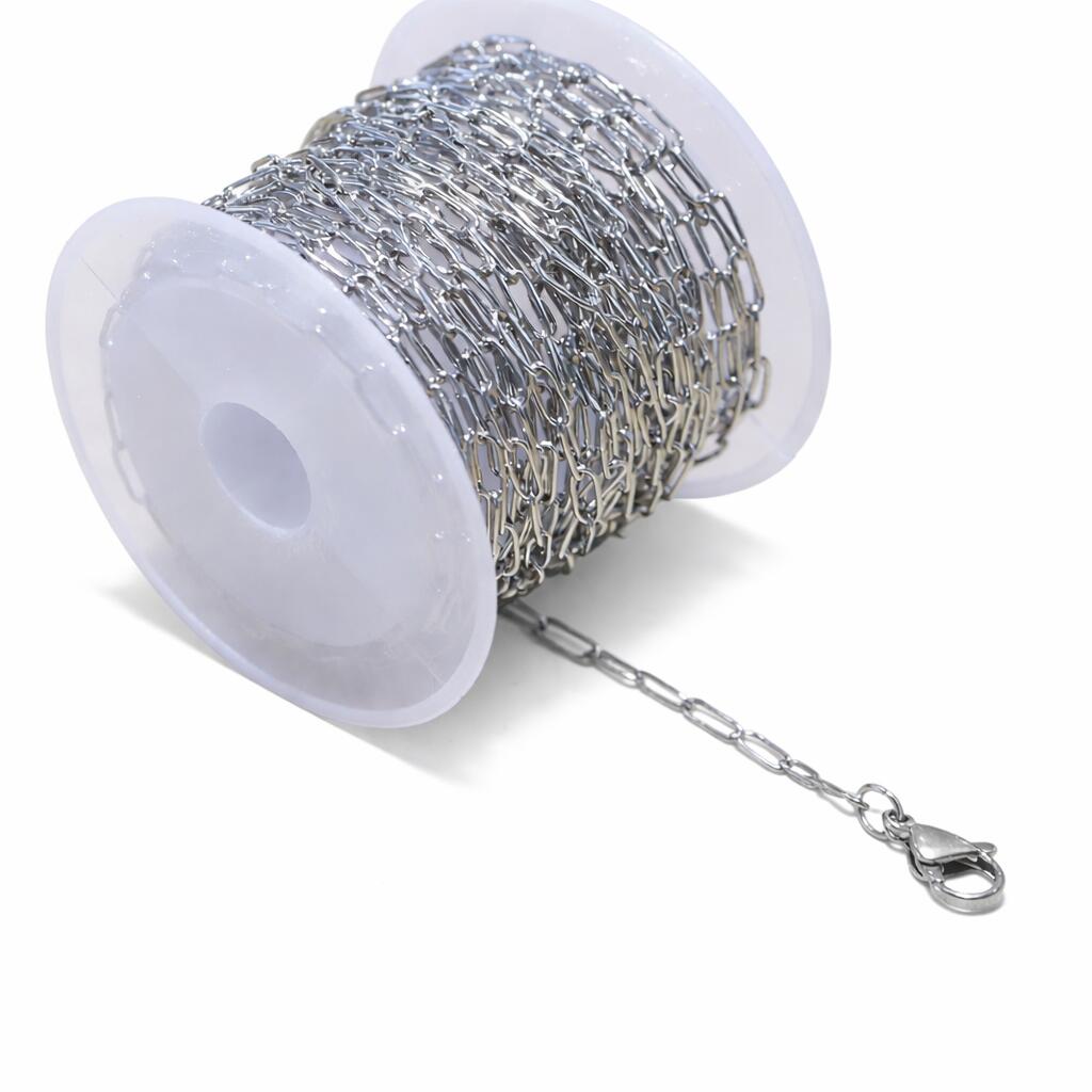 乐天商城 - DIY ハンドメイド ネックレス ブレスレット パーツ 手作り 3*9mm　シルバー　ネックレスチェーン　長さ1巻5m　カニカン10個　丸カン30個つき