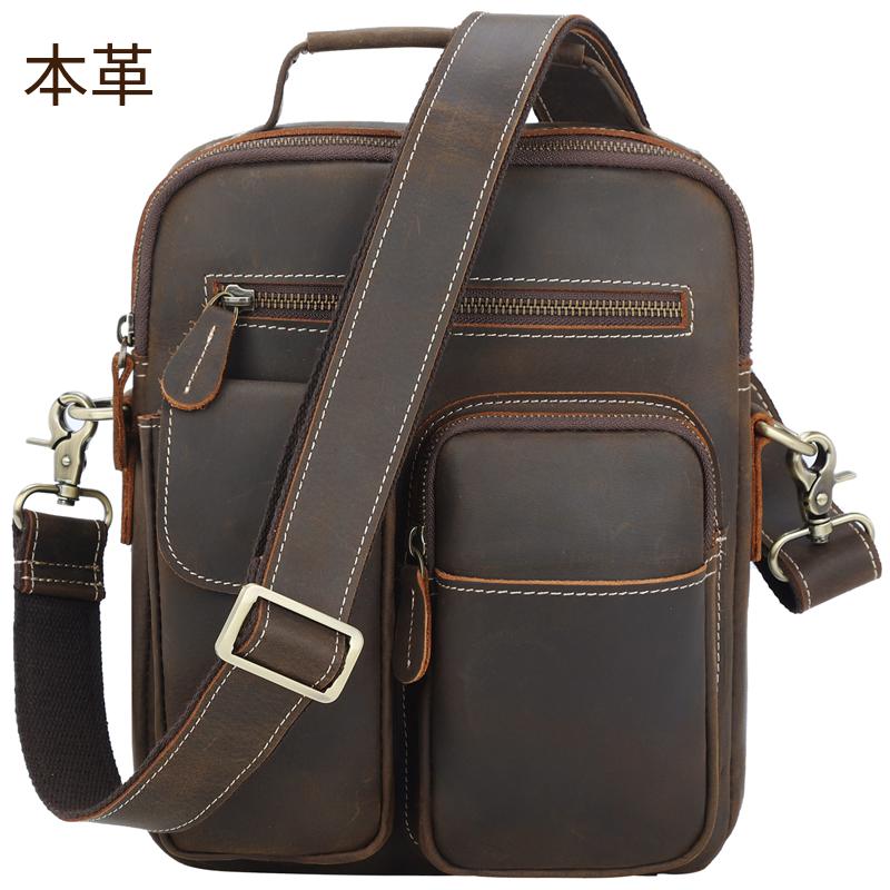乐天商城 - 本革 バッグ メンズ 牛革 ショルダーバッグ ボディバッグ レザー 斜め掛け 多機能 大容量 ビンテージ カジュアル