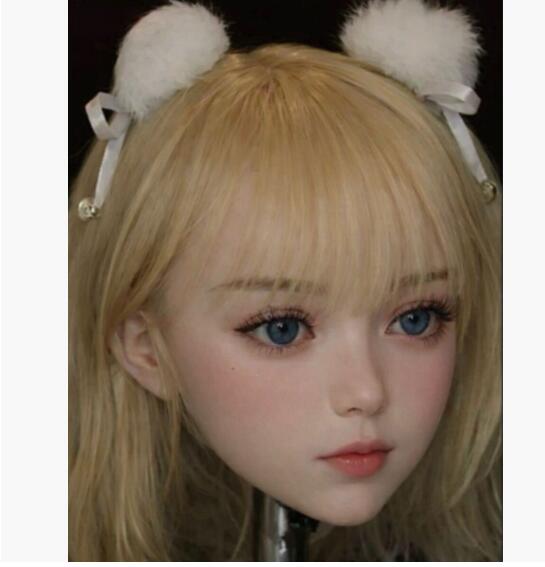Rakuten - ふんわり金髪 青目 童系 美少女フェイス ドールヘッドリアルドール ベッド M16 等身大カスタムドールヘッド 仮装A13