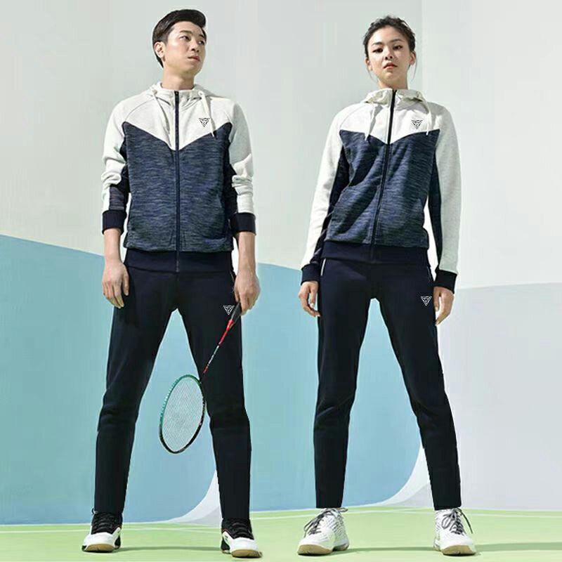 ニットフード付きスウェータージャケット2024秋冬新しい長袖テニススポーツウェア男女スーツバドミントンウェアシンプルトップス