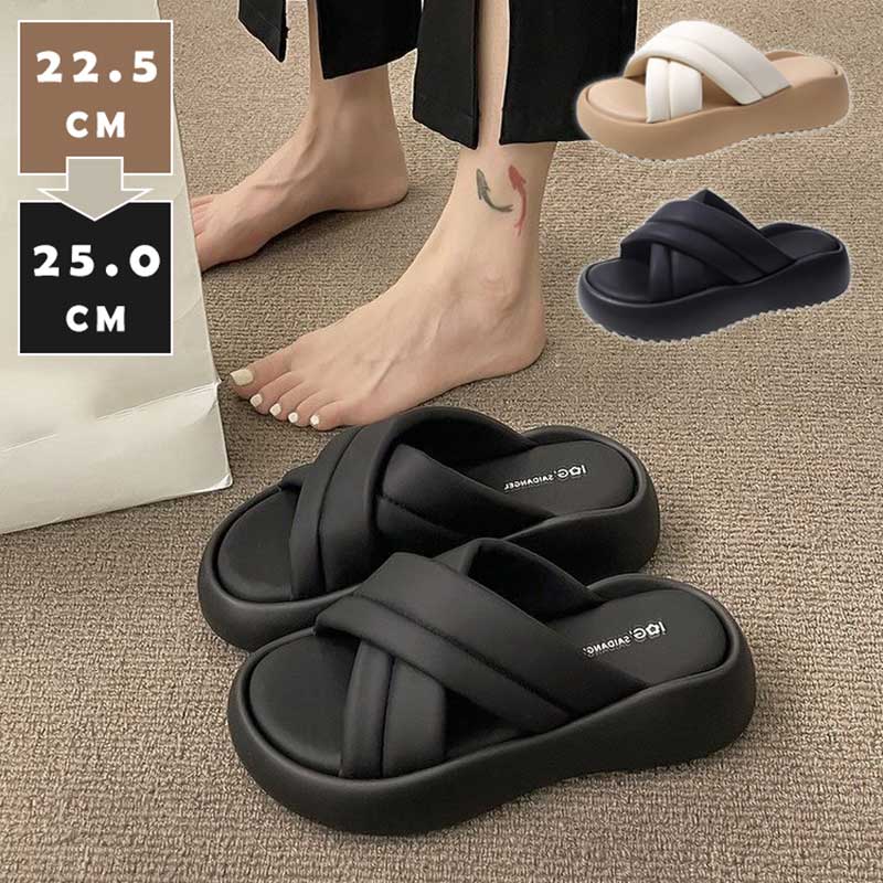 コンフォート ユニバーサル シューズ 夏用 広幅 スリッパ レディース ビーチサンダル 身長アップ サンダル 4CMヒール サンダル