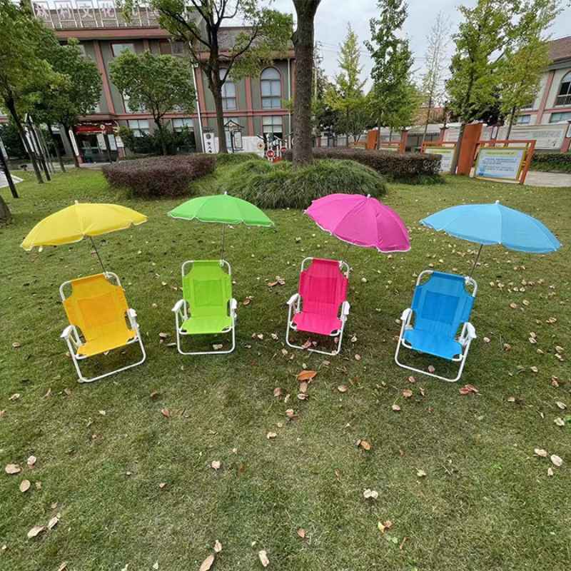 折迭椅 - ビーチチェア 幼稚園 ハイタイプミニ キャンプ 傘付き 釣り 学校 キャンプチェア 取り外し可能 折りたたみ 子ども用