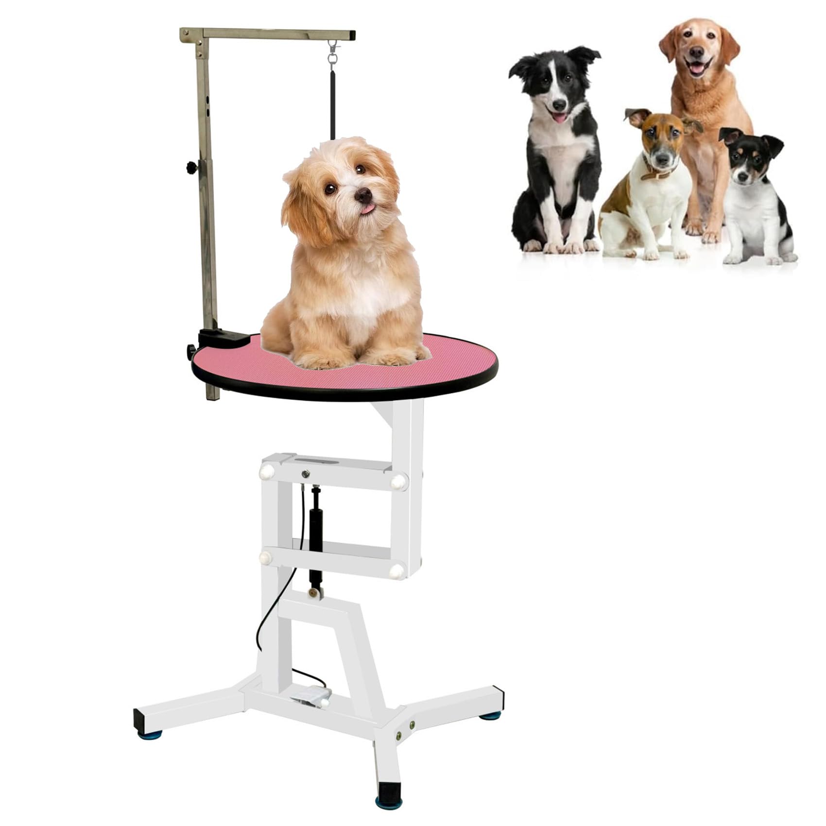 Other - 空気圧式トリミングテーブル 円形 回転 トリミング台 リフティング犬グルーミングテーブル 犬用トリミング台 耐荷重100KG 高さ調整範囲70-102cm 大型犬/中型犬/小型犬/猫用