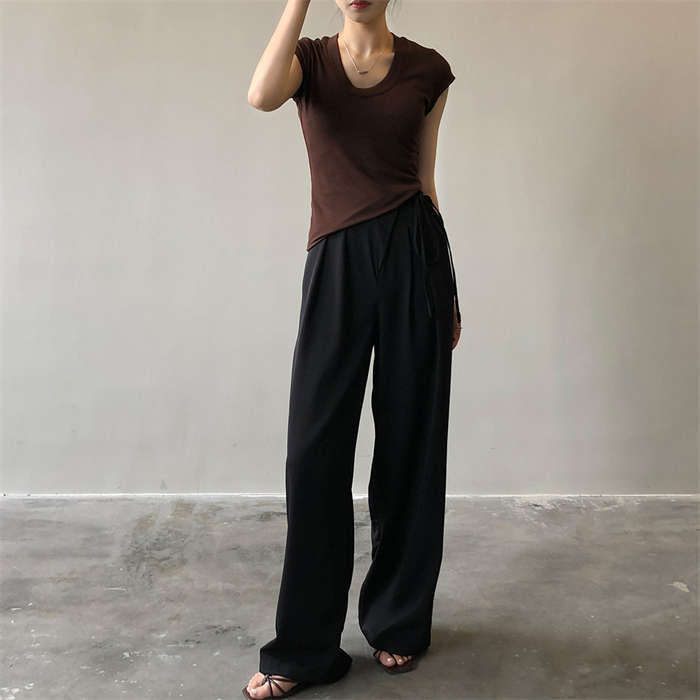 秋 無地 Uネック おしゃれ カジュアル 夏 Tシャツ ゆったり レディース 大きいサイズ シンプル きれ リブ素材 半袖 ゆるっと 春 kimiai-10037824 キミアイ商事 サンプル画像2