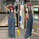 オーバーオール デニムサロペット パンツ レディース オールインワン 長ズボン ストレート ロングパンツ サロペット パンツ つなぎ ボトムス 大きいサイズ 作...