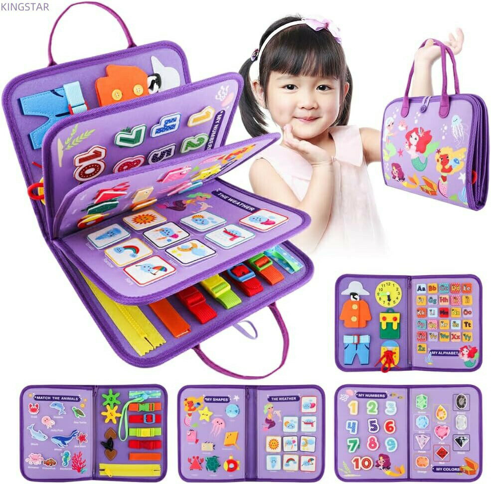 知育玩具 モンテッソーリおもちゃ 幼児忙しいボード 英語教育 1歳 2歳 3歳 4歳 5歳 色 形 数字認識 英語学習 学習ボード お着替えの練習 指先訓練 入園準備 創造力 集中力 誕生日プレゼント【海外通販】