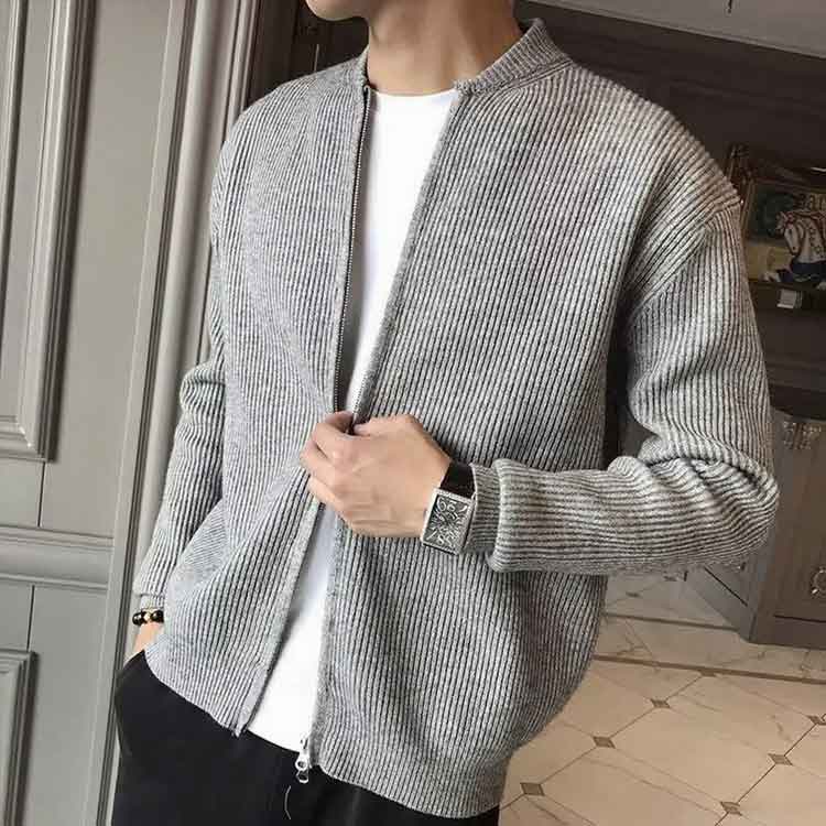 ニットジャケット セーター 秋冬 ニット ニット メンズ ジップアップ 男性 ブルゾン きれいめ 春秋 ニットカーディガン 大人 リブ編み セーター ニットトップス ジップ 春 秋 冬 服 父の日 ギフト プレゼント 無地 シンプル ノーカラー
