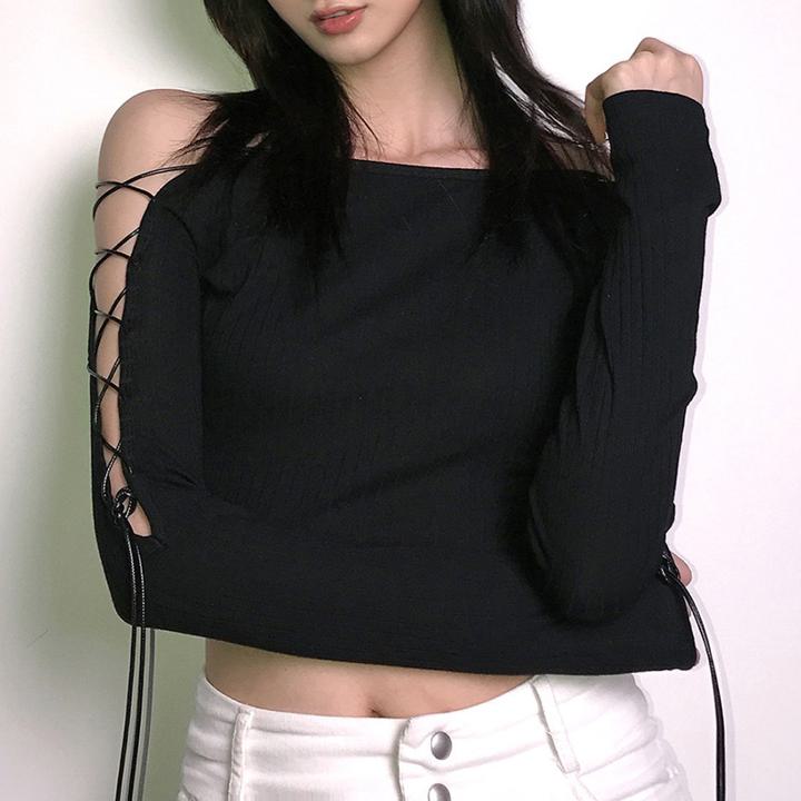 Other - レディース オフショルダー Tシャツ ストリート ホットガール トップス アメカジ ゴ ロングTシャツ ボトミングシャツ. ショート