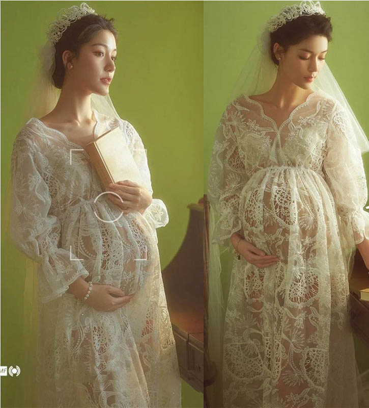 思い出 ショーツ マタニティドレス 下着 ワンピース レース 妊婦 メモリアルフォト シースルードレス 3点セット マタ 記念写真