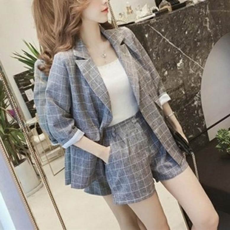 チェック柄スーツ チェック柄パンツセットアップ ツーピース 上下セット 2点セット セットアップ レディース パンツスー スーツ