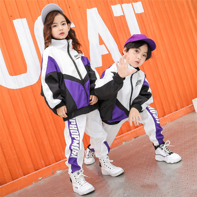 キッズダンス衣装 パーカー ウィンドブレーカー 上着 長袖 長パンツ ヒップホップ ジャケット トレーナー ジャージ
