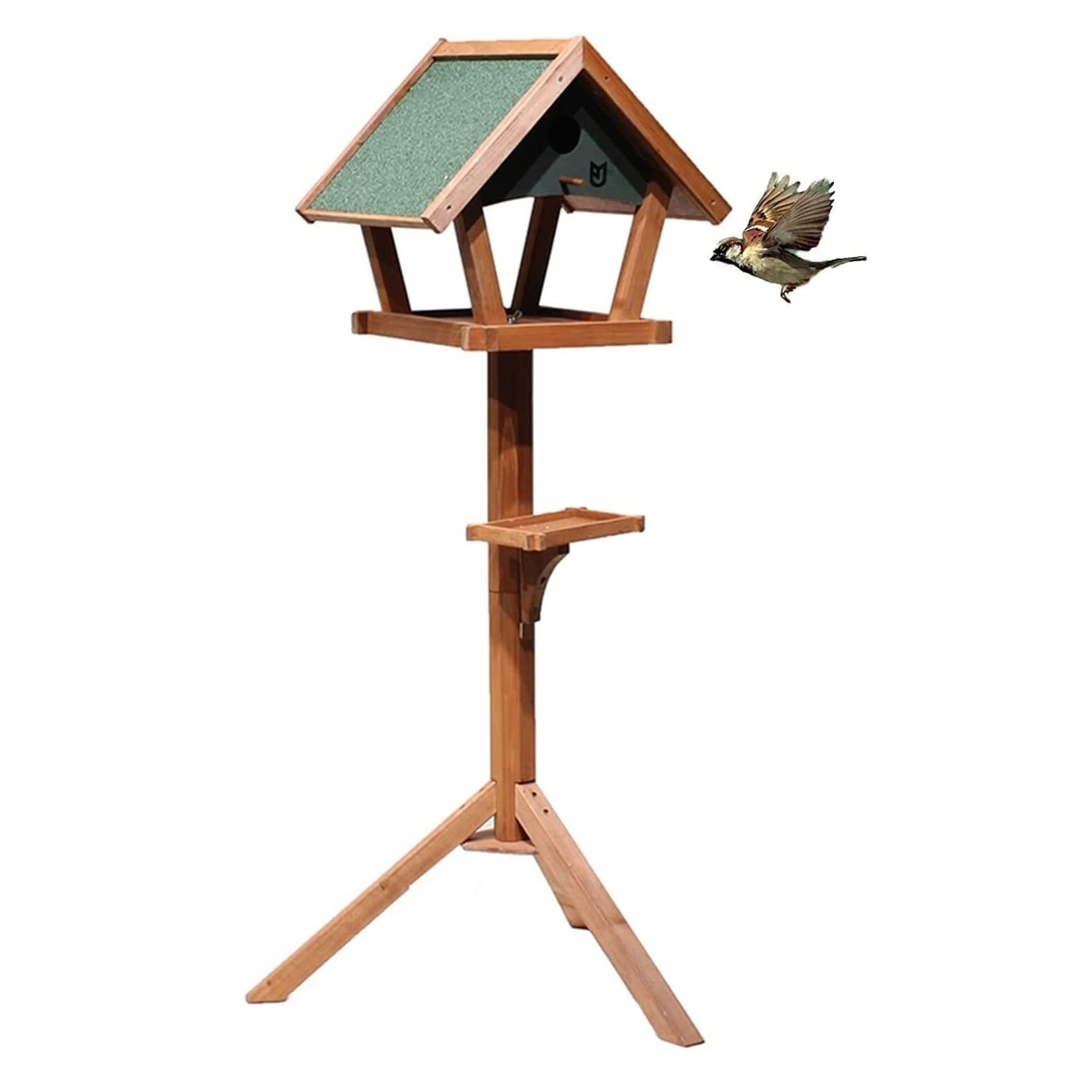 Birds - 屋外 野鳥の餌台 鳥 餌入れ 組み立てること容易な屋根および送り装置の皿が付いている外のための木の鳥の送り装置の棒のハンガー 鳥の餌台 野鳥 餌台