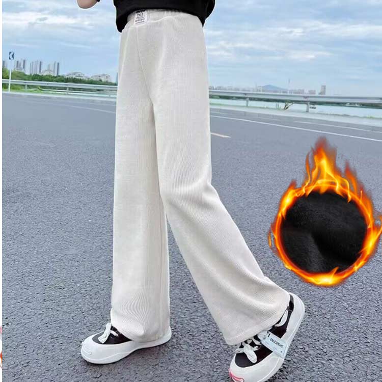 秋冬 ジュニ 裏フリース ワイドパンツ キッズ 裏起毛パンツ キッズ 春 暖かい 裏起...