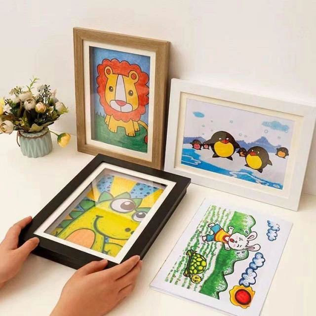 木製 絵画 A4 作 写真 子供の絵を飾る 壁掛け 子供の絵 額縁 フォトフレーム ポス...