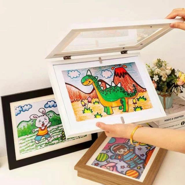 木製 絵画 A4 作 写真 子供の絵を飾る 壁掛け 子供の絵 額縁 フォトフレーム ポス...
