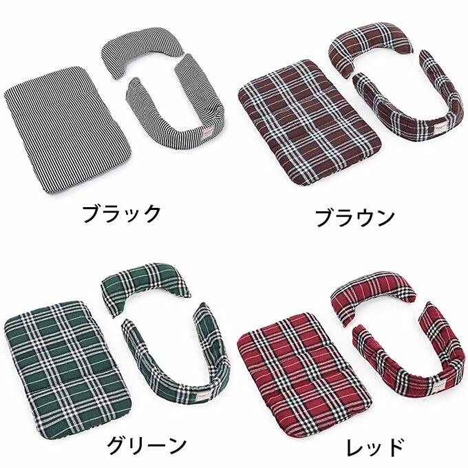 キミアイ商事のペットカート 3点セット ペットカート用カバー 防風 冬用 ペット 保温 チェック柄 猫 犬猫兼 暖かい 枕 クッション 犬 3点セット｜アングル3