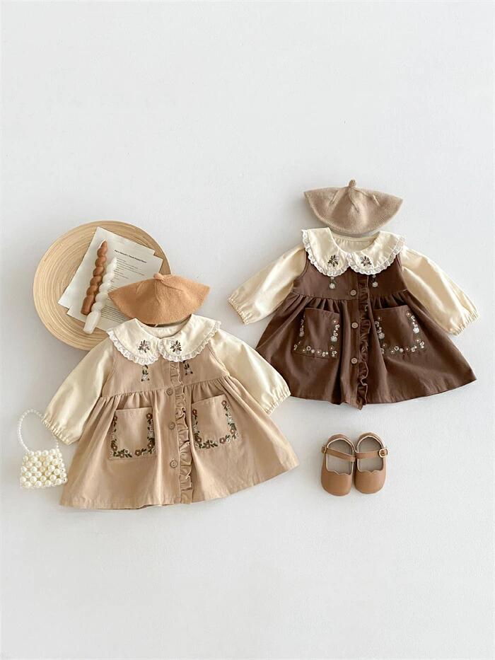 シャツ 秋物 秋 子供ドレス 女の子 長袖 ワンピース 2点セット 韓国子供服 春服 キ...