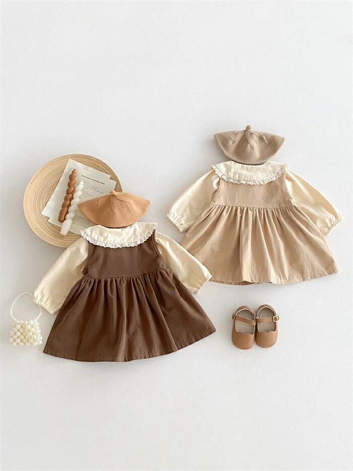 シャツ 秋物 秋 子供ドレス 女の子 長袖 ワンピース 2点セット 韓国子供服 春服 キ...
