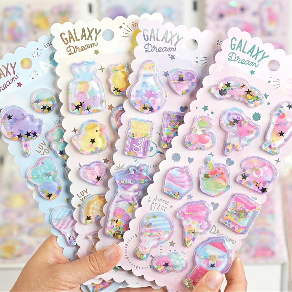 Rakuten - ＼オリジナルデザイン・可愛すぎて／2枚4枚入り ウォーターシール ぷっくりシール ぷくぷくシール 3D 立体 精巧な柄 手帳用装飾 DIY クリエイティブ ファッション 個性的 かわいい ギフト