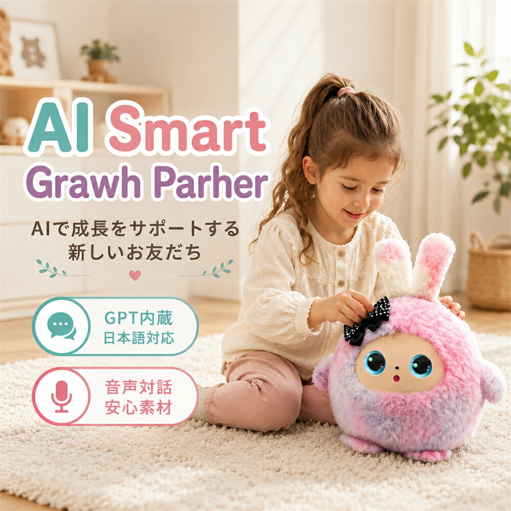 AI ぬいぐるみ しゃべる AIペット 電子ペット 動く ロボット おもちゃ 音声認識 会話 知育玩具 英語 コミュニケーション 子供 幼児 小学生 3歳 4歳 5歳 6歳 誕生日 プレゼント ギフト 女の子 男の子 寝かしつけ おしゃべり うさぎ