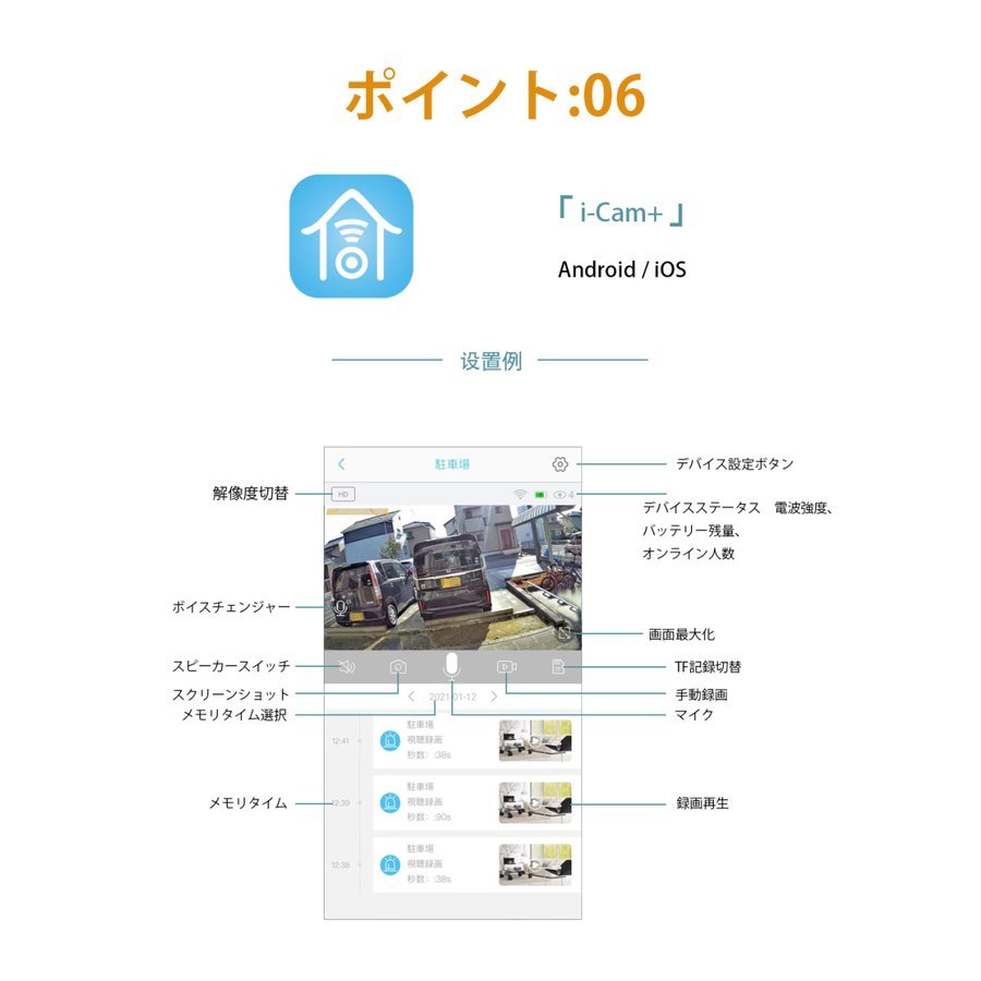 防犯カメラソーラー充電ワイヤレス電源不要バッテリー内蔵ネットワーク太陽光充電式防水200万画素マイク内蔵遠隔監視動体検知App通知WIFIスマホ工事不要家庭用屋外業務用駐車場簡単操作送料無料Atose