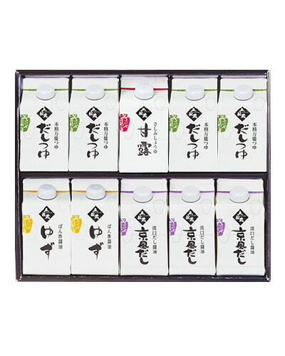 ゆずぽん酢醤油(300ml)×2本 さしみ醤油 甘露(300ml)×1本 淡口だし醤油 京風だし(300ml)×3本 本格万能つゆだしつゆ(300ml)×4本 サイズ：26×32×6.5cm
