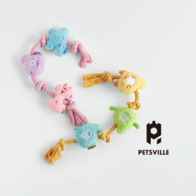 Petsville ペッツビル DOG TOY PLUSH and ROPE(犬 おもちゃ ぬいぐるみ ロープ ロープトイ 引っ張る かわいい おしゃれ 小型犬 犬用おもちゃ 犬のおもちゃ 噛む 遊ぶ 音 鳴き笛 いぬ 犬おもちゃ プチギフト 人気 おすすめ ユニーク ストレス解消)