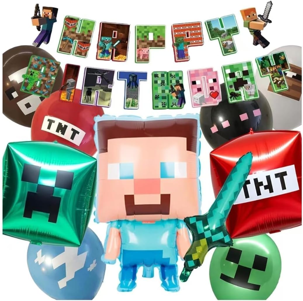 マインクラフト 誕生日 風船セット バースデー 飾り付け バルーンセットパーティ 装飾 ガーランド