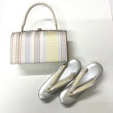 博多織ぞうりバッグセット ぞうり バッグ 女性 レディース 博多織 献上柄 着物 きもの 和服 和装 送料無料 フォーマル しゃれ お茶席 シルバー 高級 Ⅿサイズ ぞうりバッグセット 草履