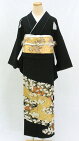 【レンタル往復送料無料】正絹黒留袖セット「桜花に流水文様黒留袖」