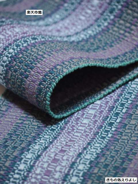 山里千佳子氏作　手織り首里織四寸帯　本場首里道屯織(ロートン織)　紫や緑等【半幅帯】【半巾帯】【経済産業大臣指定伝統的工芸品】【沖縄県指定伝統工芸品】【送料無料】【smtb-k】【ky】のサムネイル