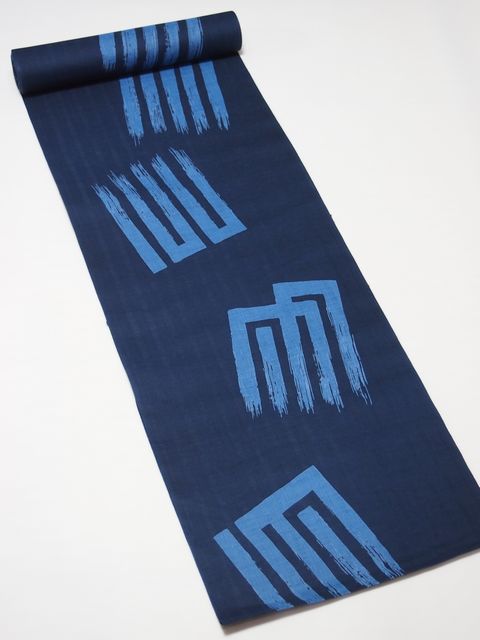 帯の誉田屋謹製　綿麻浴衣地　源氏香　藍地に青　男女兼用【こんだや】【誉田屋源兵衛】【ゆかた】【夏祭り】【送料無料】【smtb-k】【ky】のサムネイル