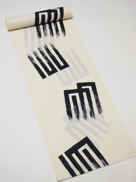 帯の誉田屋謹製　綿麻浴衣地　源氏香　ベージュ地に黒　男女兼用【こんだや】【誉田屋源兵衛】【ゆかた】【夏祭り】【送料無料】【smtb-k】【ky】のサムネイル