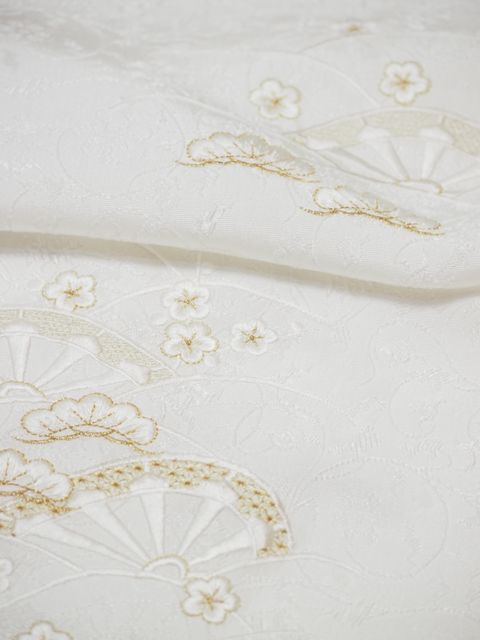 正礼装用高級帯揚げ　唐織丹後ちりめん　ネオクラッセ加工(UVカット+防汚・撥水効果)シルク　唐草地模..