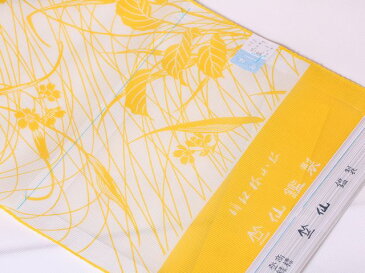 竺仙鑑製浴衣地 絹紅梅小紋【おすすめ】 秋草文様 白地にクリームイエロー【ちくせん】【ゆかた】【夏祭り】【送料無料】【smtb-k】【ky】【9516】新色洗える小紋