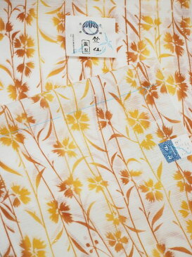 竺仙鑑製浴衣地 綿絽 撫子 白地にオレンジと茶のぼかし【ちくせん】【ゆかた】【なでしこ】【夏祭り】【送料無料】【smtb-k】【ky】